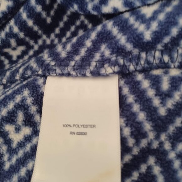 Lands’ End Women’s Medium 1/4 Zip Fleece Pullover Blue White Diamond Pattern - Picture 4 of 7